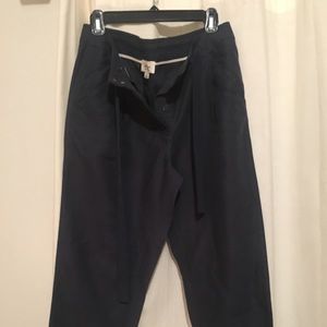 Aritzia Wilfred Navy Cropped Linen pants